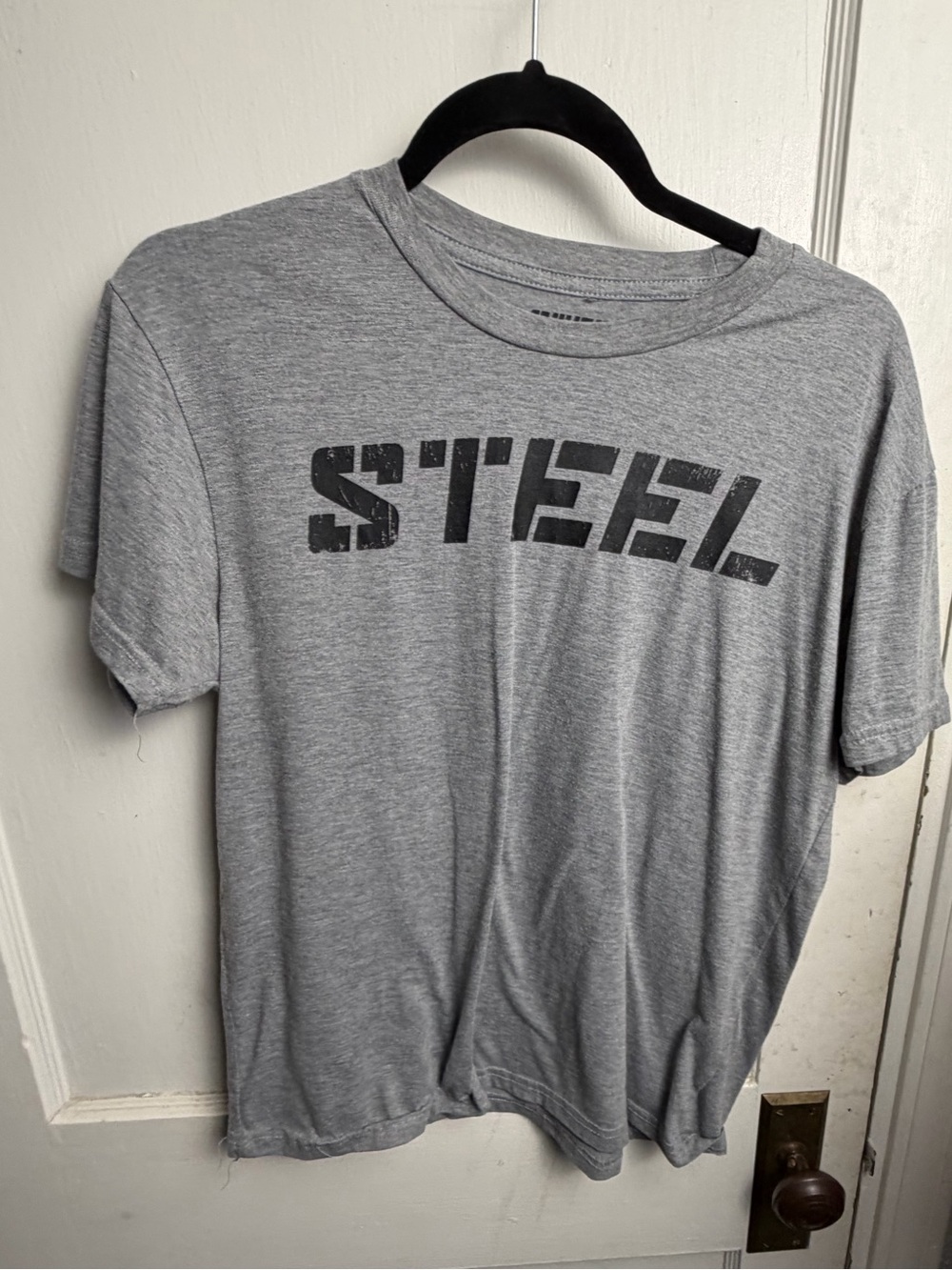 🐡Gray 'STEEL' Short-Sleeve Crewneck Graphic Tee